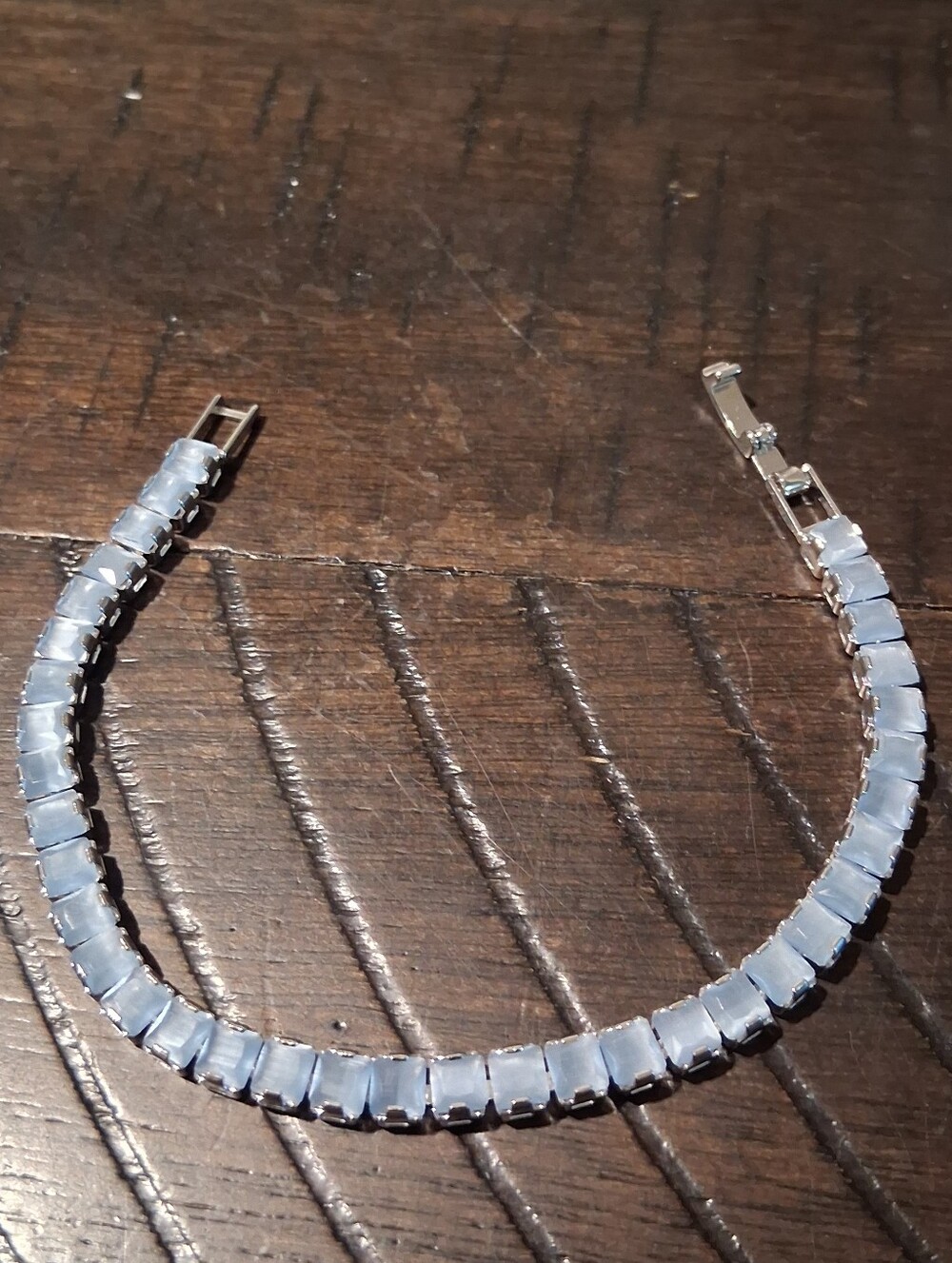 Silver Bracelet with Pale Blue Iced Stones